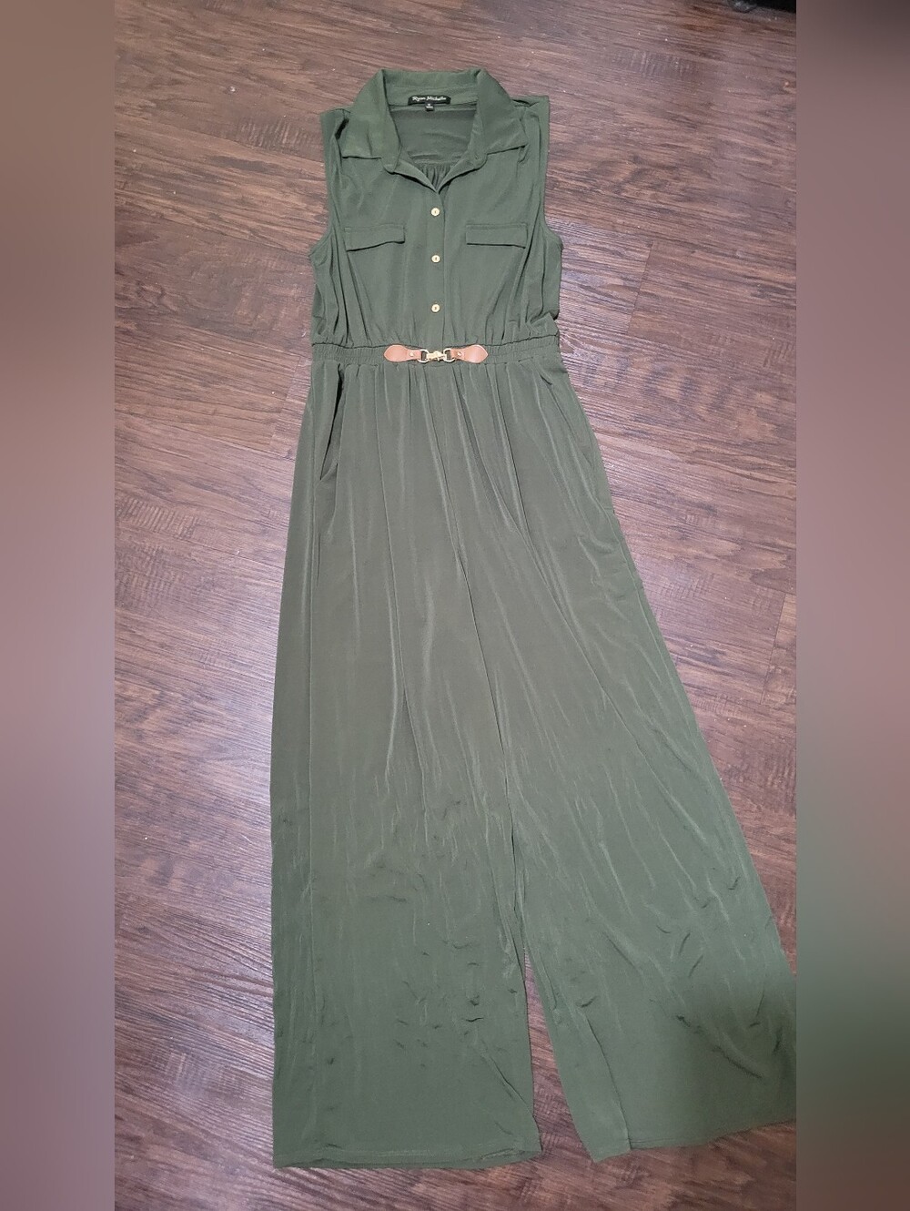 Sleeveless Olive Green  Romper with Belt